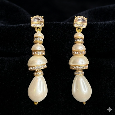 Tiered Pearl Crystal Drop Earrings