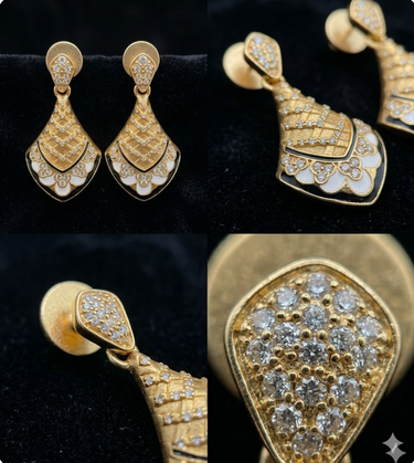 Art Deco Enamel & Crystal Drop Earrings